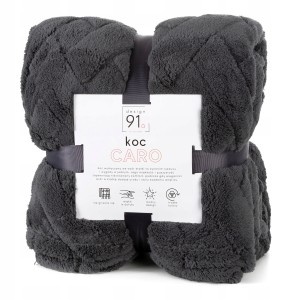 Koc z mikrofibry miękki ciepły puszysty CARO 150x200 stalowy