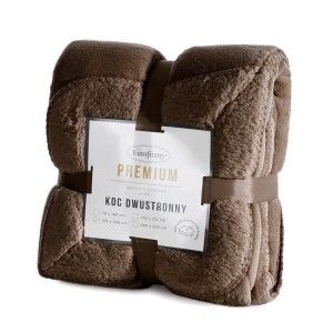 Koc dwustronny TEDY 170x210 Ciemny Brąz miękki puszysty ciepły