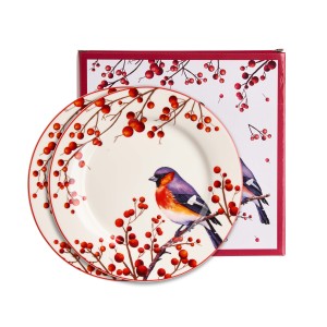 Duo Komplet talerzy deserowych CHRISTMAS BIRDS 3 – Kolekcja Świąteczna