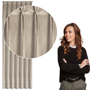 Zasłona zaciemniająca welwetowa na taśmie flex 80x270 MELANIE beżowa