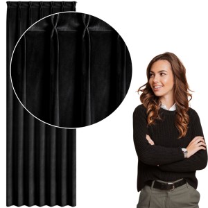 Zasłona zaciemniająca welwetowa na taśmie flex 80x270 MELANIE czarna