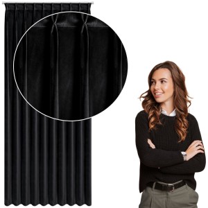 Zasłona zaciemniająca welwetowa na taśmie flex 125x270 MELANIE czarny