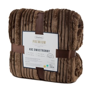 Koc dwustronny NINA 200x220 Ciemny Brąz miękki puszysty ciepły