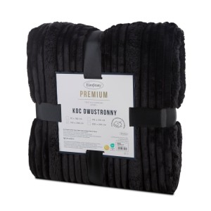 Koc dwustronny NINA 200x220 Czarny miękki puszysty ciepły