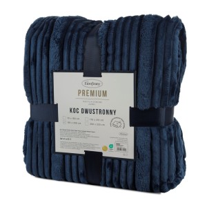 Koc dwustronny NINA 150x200 Granatowy miękki puszysty ciepły
