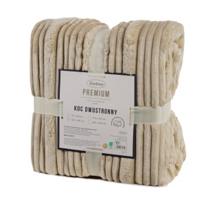 Koc dwustronny NINA 200x220 Kremowy miękki puszysty ciepły