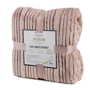 Koc dwustronny NINA 200x220 Pudrowy miękki puszysty ciepły