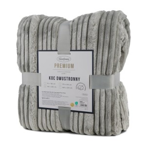 Koc dwustronny NINA 200x220 Srebrny miękki puszysty ciepły