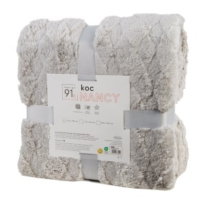 Koc z mikrofibry flano puszysty gruby ciepły efekt 3D 200x220 NANCY Srebrny