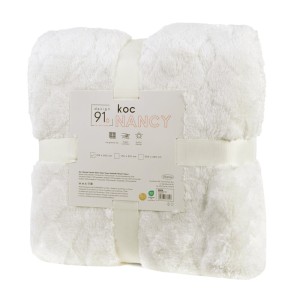 Koc z mikrofibry flano puszysty gruby ciepły efekt 3D 200x220 NANCY Krem