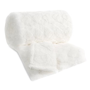 Koc z mikrofibry flano puszysty gruby ciepły efekt 3D 70x160 NANCY Krem
