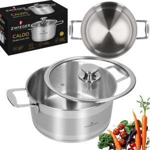 ZWIEGER GARNEK STALOWY Z POKRYWĄ NON-STICK INDUKCJA GAZ CALDO 24CM 4,6 L