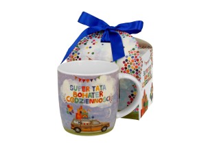 DUO Kubek okazjonalny "SUPER TATA" w pudełku z kokardą