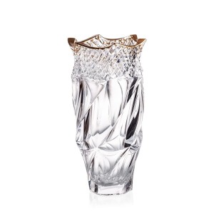 BOHEMIA FLAMENCO PYRAMID&GOLD KRYSZTAŁOWY WAZON 300MM