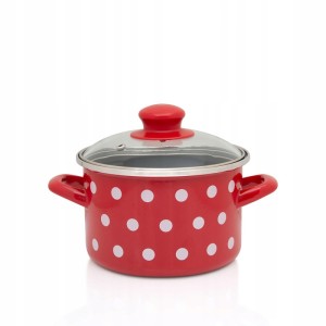 Metalac Garnek tradycyjny Dots on red 1,5 l