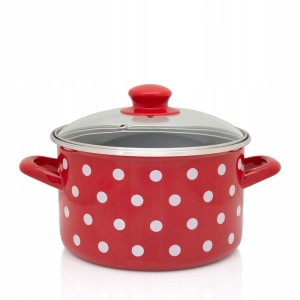 Garnek tradycyjny Metalac Dots on red 4 l