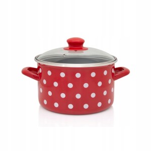 Garnek tradycyjny Metalac Dots on red 6,75 l