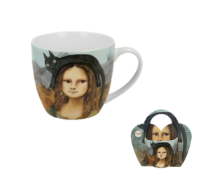 DUO Kubek 460 ml w "koszyczku" Koci Świat MONA LISA Z KOTEM