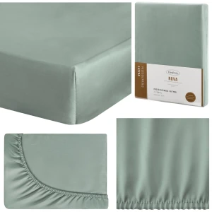 Prześcieradło satynowe z gumką NOVA 3 220x200 szałwiowy Eurofirany