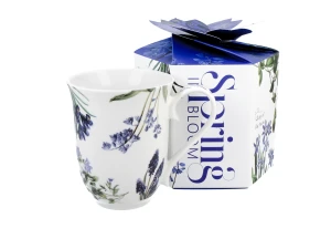 Kubek Vintage Niebieskie Kwiaty 400 ml New Bone China w pudełku ozdobnym