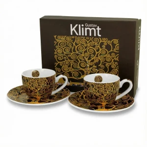 Zestaw 2 filiżanek espresso ze spodkami Klimt Tree of Life 110 ml