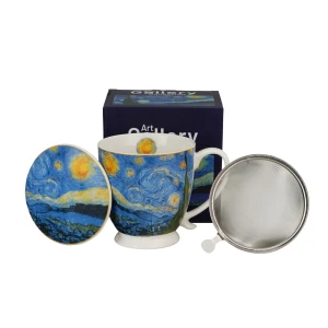 Kubek z Zaparzaczem na stopce STARRY NIGHT inspired by Van Gogh