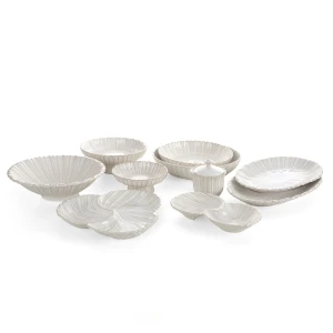 Patera dekoracyjna AVRIL ceramiczna kremowa 36 x 23 x 4 cm