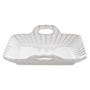 Patera dekoracyjna AVRIL ceramiczna kremowa 24 x 23 x 6 cm