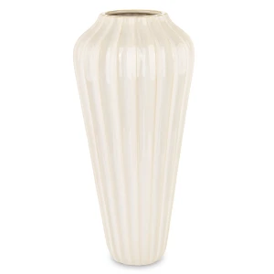 Wazon flakon osłonka beżowa ryflowana w połysku glamour dekoracyjna 53 cm