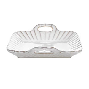 Patera dekoracyjna ceramiczna AVRIL kremowa 20 x 19 x 5 cm