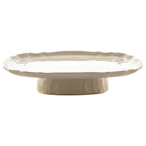 Patera prostokątna na nodze 40 cm Bernadotte Ivory Gold
