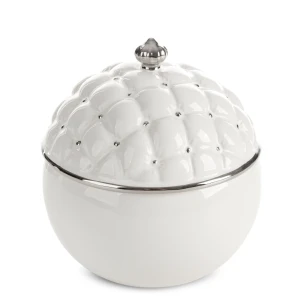 Pojemnik dekoracyjny ADORE ceramiczny biały ze srebrnym zdobieniem