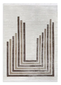 Dywan 80x150 cm biało-brązowy geometryczny nowoczesny AURA6 Eurofirany