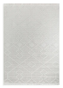 Dywan 80x150 cm biały geometryczny 3D z frędzlami SIMONE Eurofirany