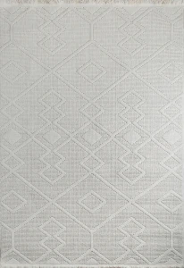 Dywan 80x150 cm srebrny geometryczny 3D z frędzlami SIMONE Eurofirany