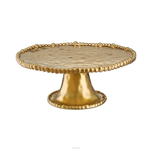 Villa Italia Złota patera na ciasto 27 cm porcelanowa MESTIERE GOLD