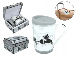 Kubek z przykrywką Travelling Cats Londyn CARMANI 375 ml