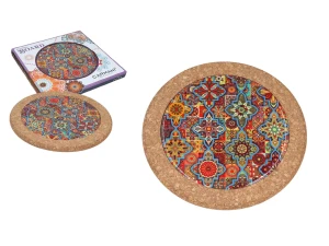 Podstawka ceramiczna korkowa okrągła pod garnek wzór marokański średnica 19.5 cm