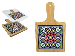 Podstawka pod garnek drewniano-ceramiczna zielony marokański wzór