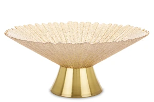 Szklana patera dekoracyjna Glamour złoto-beżowa 32 cm