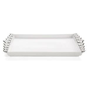 Patera dekoracyjna ceramiczna ARIANA biała 39 × 22 × 3 cm