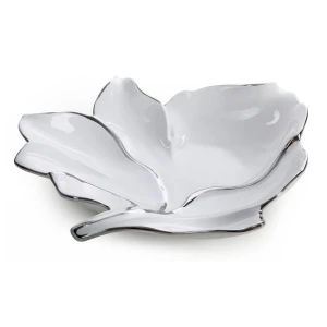 Patera dekoracyjna ceramiczna Neris biała 35 × 33 × 7 cm