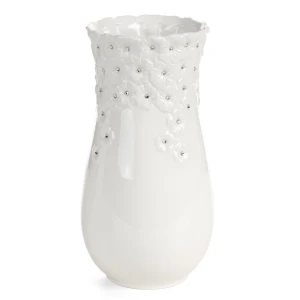 Wazon dekoracyjny Elisa 14 × 28 cm biały ceramiczny