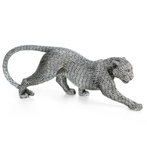 Figurka dekoracyjna ZURI Pantera srebrna 34 × 8 × 12 cm