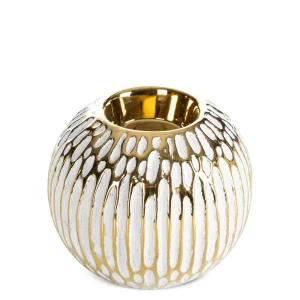 Świecznik dekoracyjny ceramiczny ANDREA, biały, 10 × 8 cm