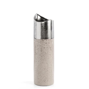 Wazon dekoracyjny Laila srebrny ceramiczny 11 x 35 cm