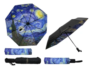 Parasol automatyczny składany Van Gogh Gwiaździsta Noc – nadruk pod czaszą