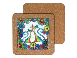 Ceramiczne podkładki pod garnki 19,5 × 19,5 cm – koty