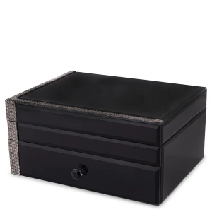 Szkatułka na biżuterię glamour czarna z lustrami 22 × 17 × 11 cm