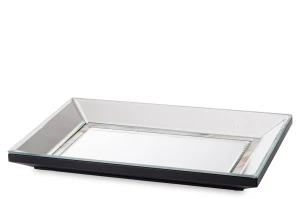 Taca dekoracyjna lustrzana glamour srebrno-kremowa 32 x 20 cm